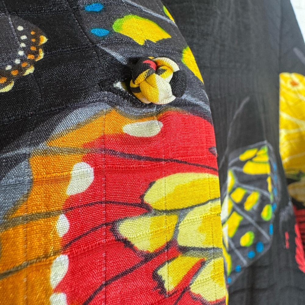 Nexx Silk Linen Black Artsy Whimsical Butterfly Kimono Button Down Jacket Sz 1X - Picture 12 of 12